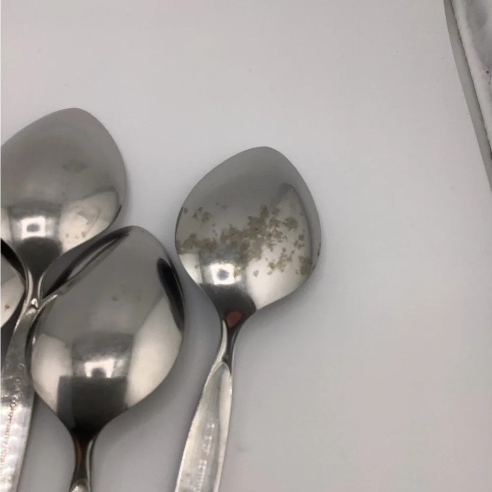 Oneida Community Stainless Older “Satinique” 9 Soup Spoons 1 Sugar Spoon